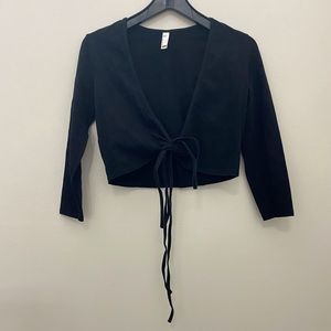 American Apparel Cropped Wrap Front 3/4 Sleeve Top